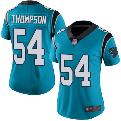 Carolina Panthers Limited Blue Women Shaq Thompson Jersey NFL Football #54 Rush Vapor Untouchable->women nfl jersey->Women Jersey